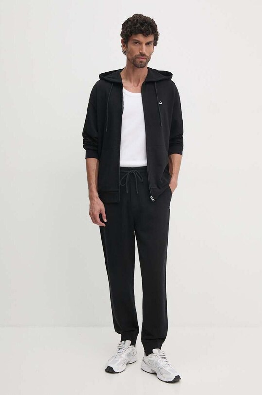 Βαμβακερή μπλούζα United Colors of Benetton 342ZU500P μαύρο SS25