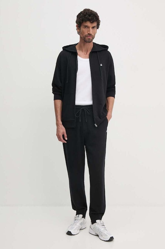 United Colors of Benetton hanorac de bumbac 342ZU500P negru AW25