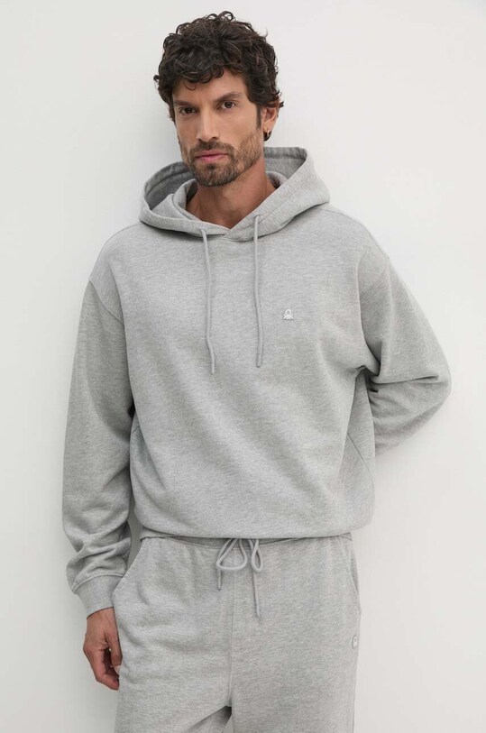 United Colors of Benetton hanorac de bumbac uni gri 342ZU201K