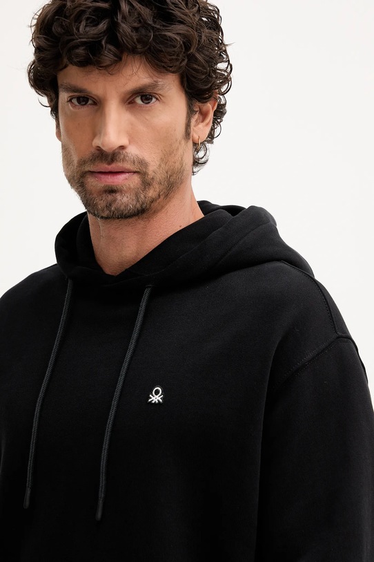 United Colors of Benetton hanorac de bumbac negru 342ZU201K