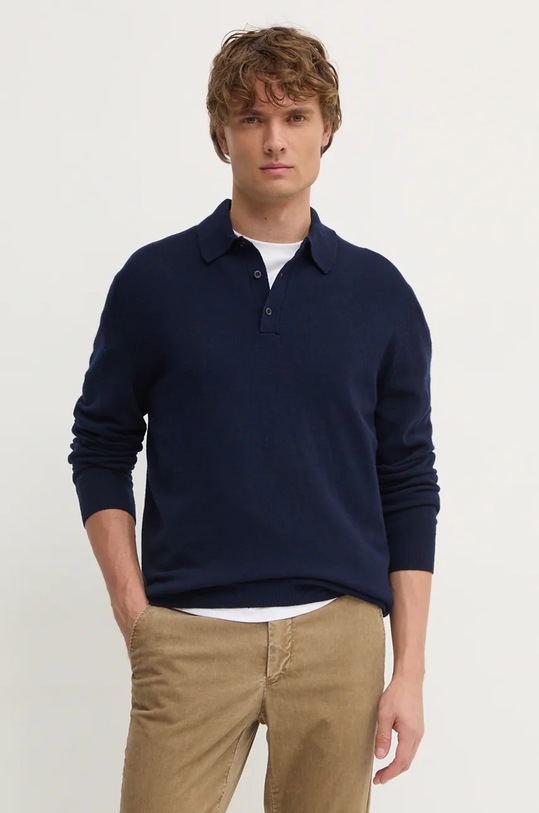 Vlněný svetr United Colors of Benetton propínací námořnická modř 1002U301C