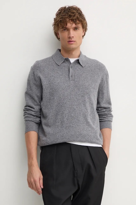 United Colors of Benetton sweter wełniany wełna szary 1002U301C