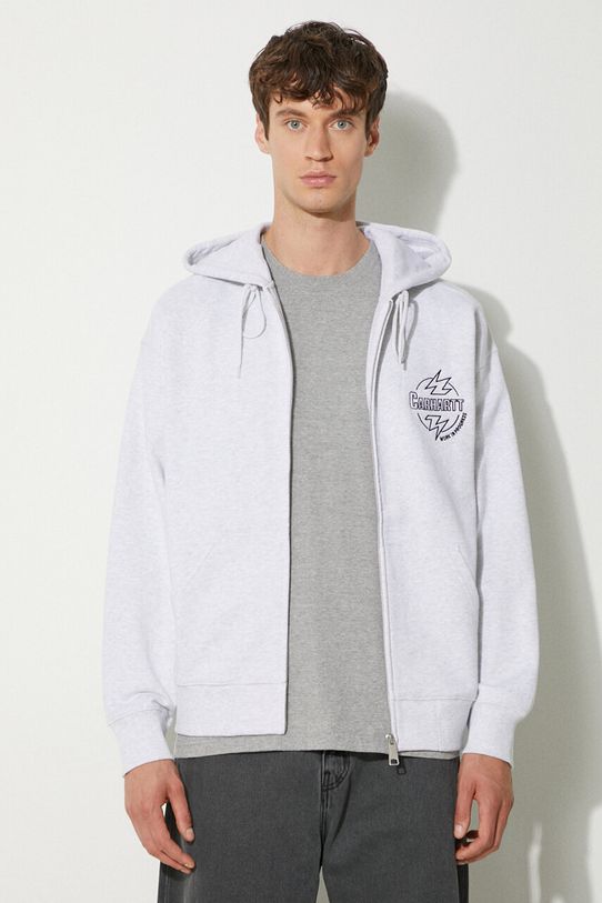 Βαμβακερή μπλούζα Carhartt WIP Hooded Ablaze Jacket απλικέ γκρί I033623.00OXX