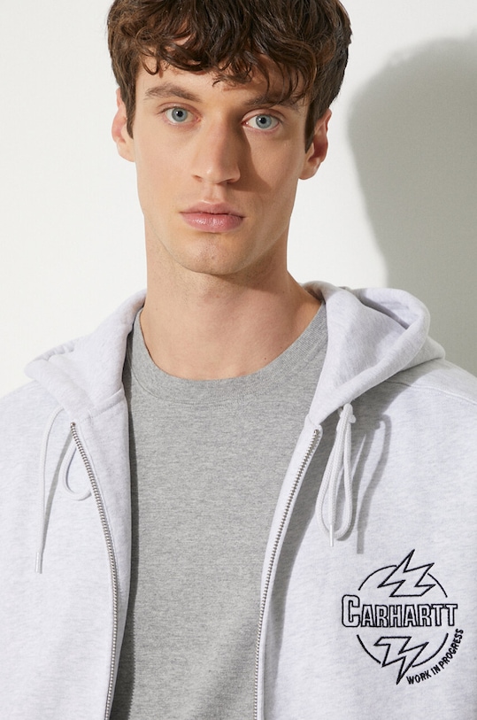 Βαμβακερή μπλούζα Carhartt WIP Hooded Ablaze Jacket I033623.00OXX γκρί