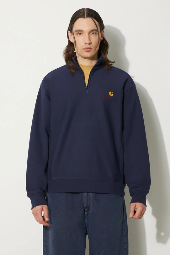 Кофта Carhartt WIP Half Zip American Script Sweat без капюшона темно-синій I027014.29LXX