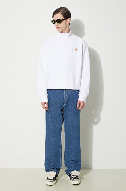 Суичър Carhartt WIP Half Zip American Script Sweat I027014.02XX бял AW24