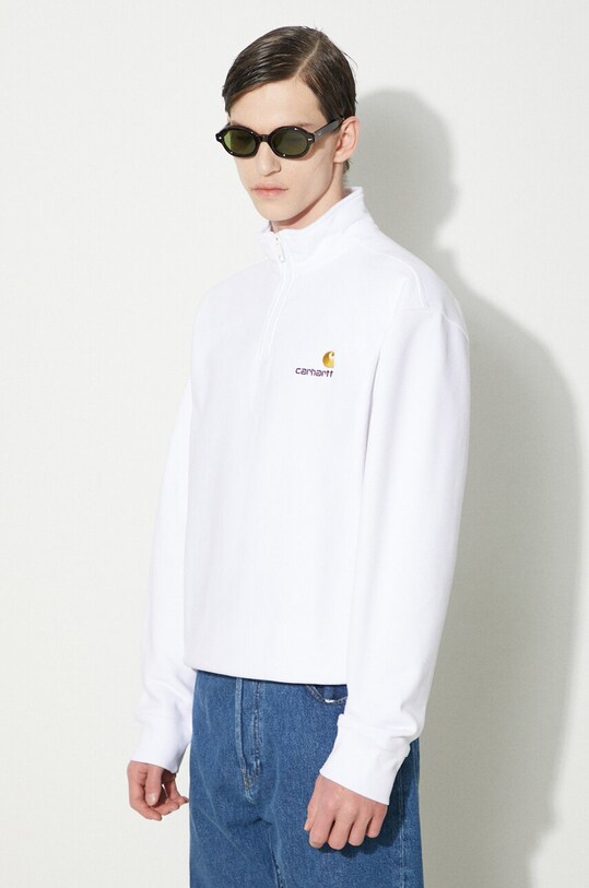 Суичър Carhartt WIP Half Zip American Script Sweat I027014.02XX бял