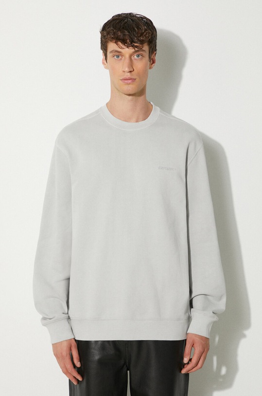 Памучен суичър Carhartt WIP Duster Script Sweat изчистен сив I033065.29JGD
