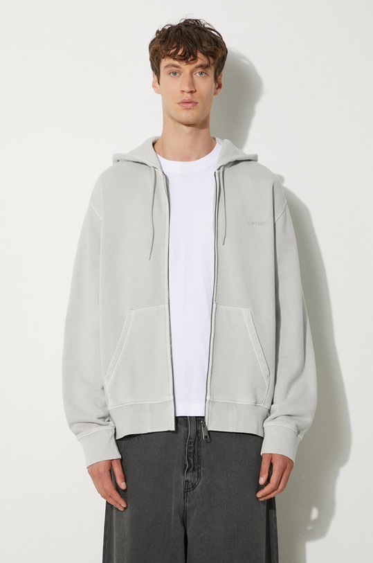 Carhartt WIP cotton sweatshirt Hooded Duster Script Jacket cotton gray I033619.29JGD