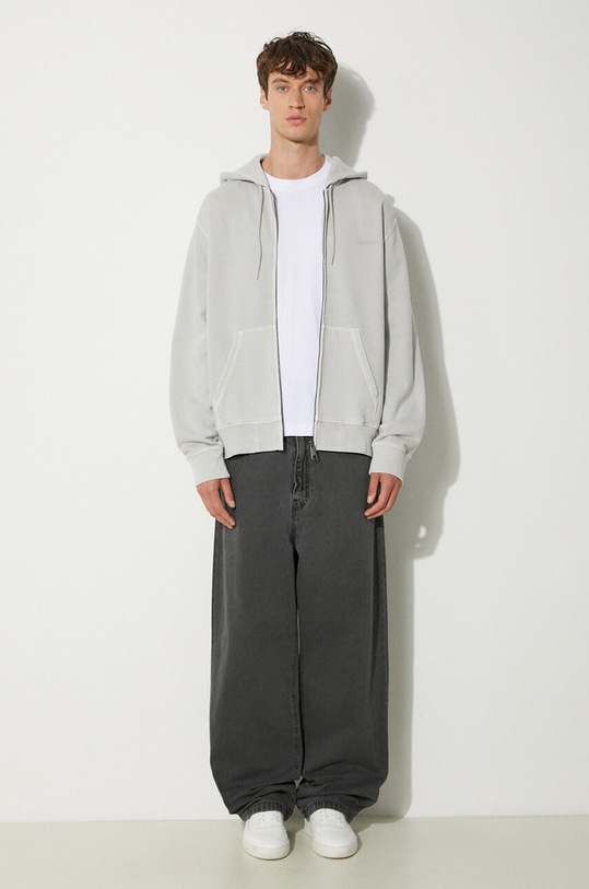 Carhartt WIP cotton sweatshirt Hooded Duster Script Jacket I033619.29JGD gray AW24