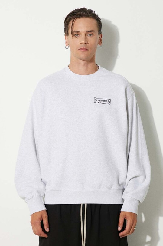 Oblečenie Bavlnená mikina Carhartt WIP Stamp Sweat I033620.00O06 sivá