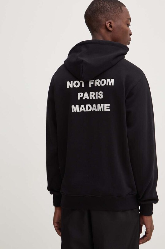 Хлопковая кофта Drôle de Monsieur Le Hoodie Slogan с капюшоном чёрный PERM.HO162.CO127.BL
