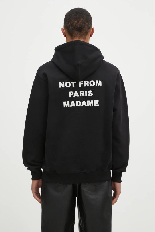 Бавовняна кофта Drôle de Monsieur Le Hoodie Slogan надрук чорний PERM.HO162.CO127.BL