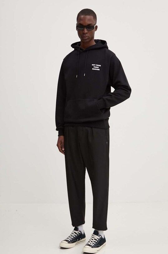 Хлопковая кофта Drôle de Monsieur Le Hoodie Slogan PERM.HO162.CO127.BL чёрный AW24