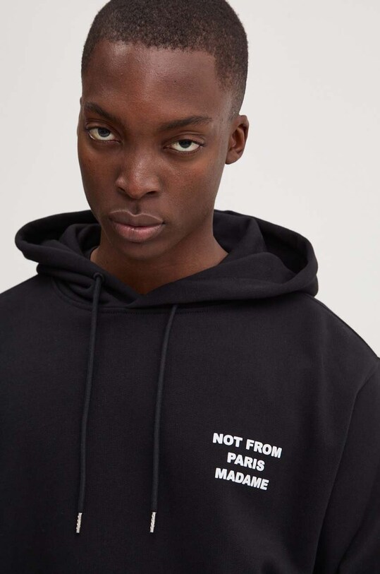 Хлопковая кофта Drôle de Monsieur Le Hoodie Slogan PERM.HO162.CO127.BL чёрный