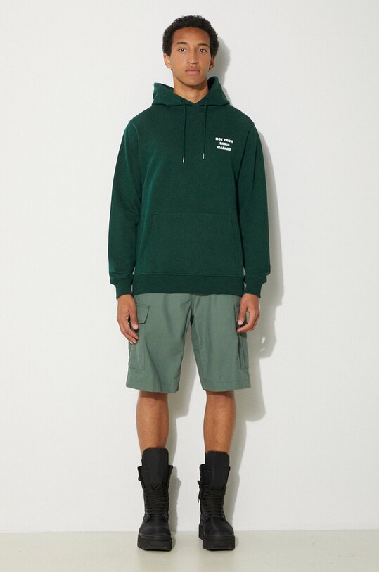 Βαμβακερή μπλούζα Drôle de Monsieur Le Hoodie Slogan PERM.HO162.CO127.DGN πράσινο AW24