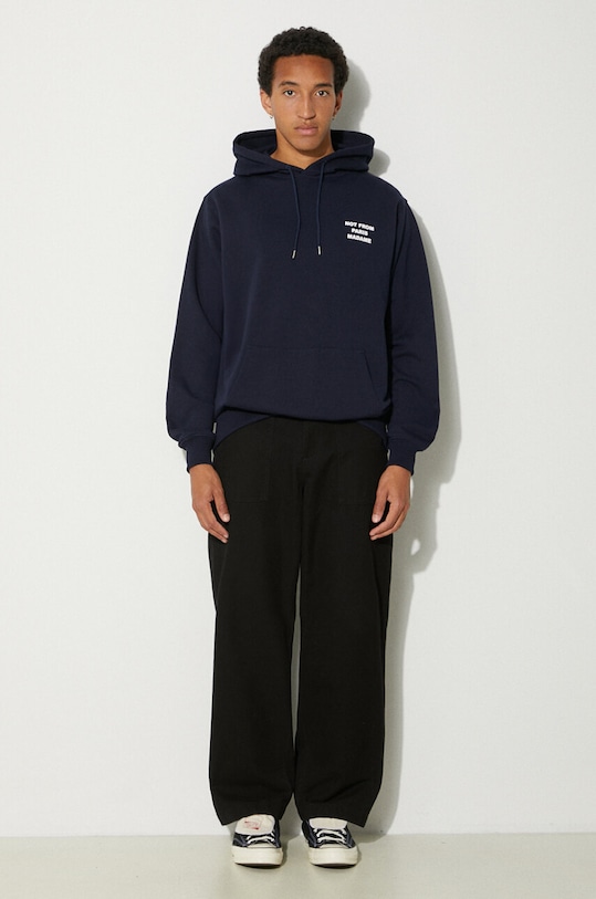 Îmbrăcăminte Drôle de Monsieur hanorac de bumbac Le Hoodie Slogan PERM.HO162.CO127.NY bleumarin