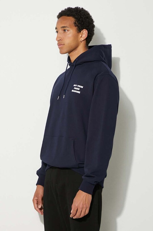 Drôle de Monsieur hanorac de bumbac Le Hoodie Slogan PERM.HO162.CO127.NY bleumarin