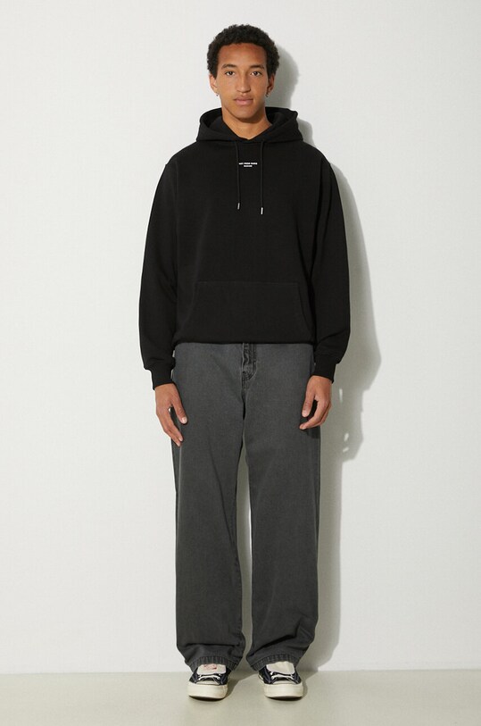 Drôle de Monsieur felpa in cotone Le Hoodie Slogan a Poche Classique PERM.HO161.CO127.BL nero AW24
