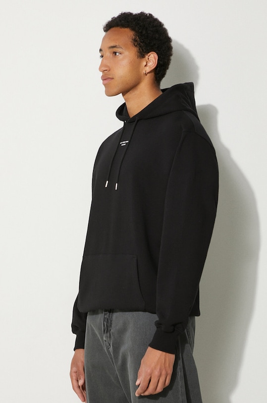 Pamučna dukserica Drôle de Monsieur Le Hoodie Slogan a Poche Classique crna PERM.HO161.CO127.BL