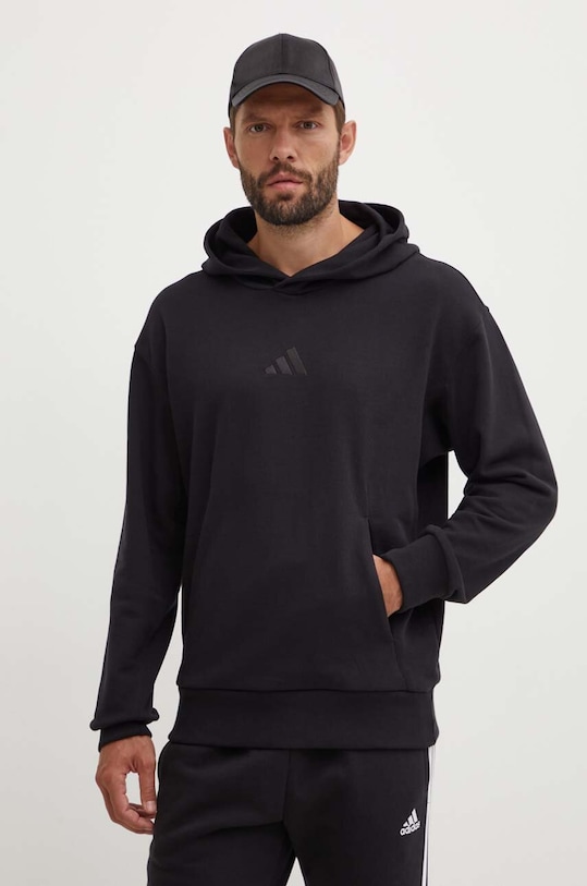 Βαμβακερή μπλούζα adidas All SZN με κουκούλα μαύρο IX1248