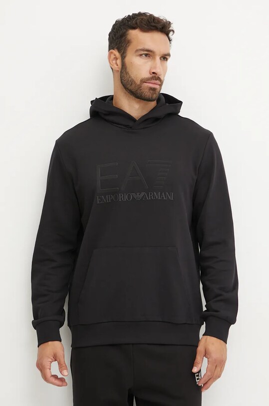 EA7 Emporio Armani hanorac de bumbac imprimeu negru PJUAZ.6DPM22.1200