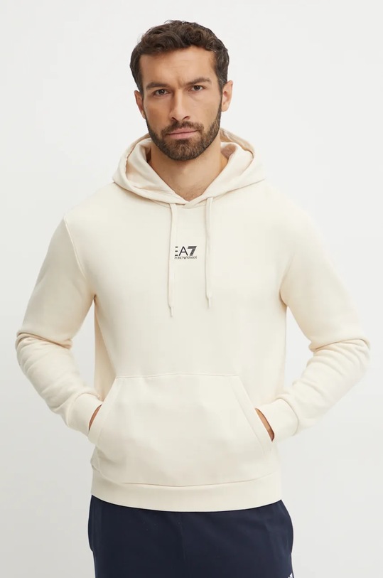 Mikina EA7 Emporio Armani s kapucí béžová PJVTZ.8NPM37.1713