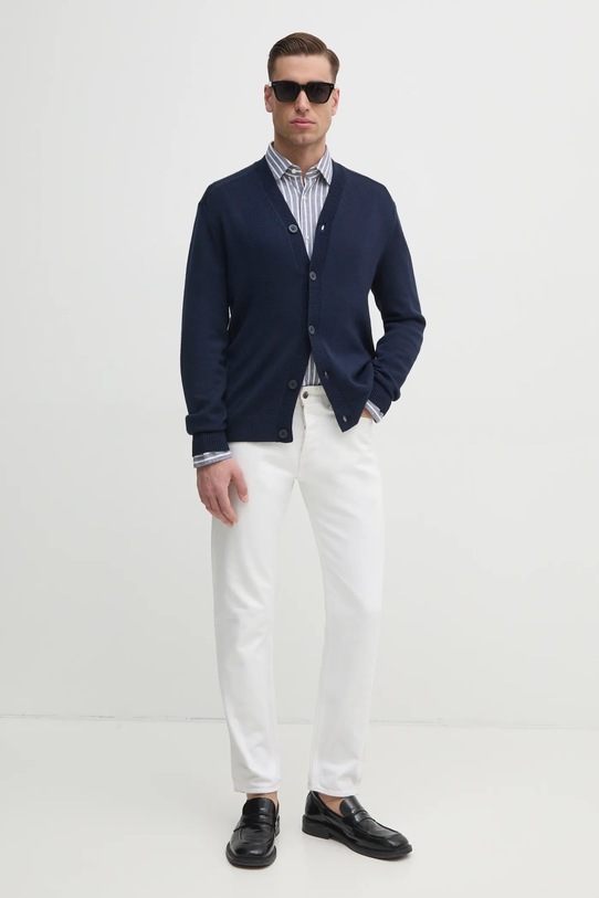 Armani Exchange kardigan z domieszką wełny 6DZE1G.ZM1LZ granatowy AW24