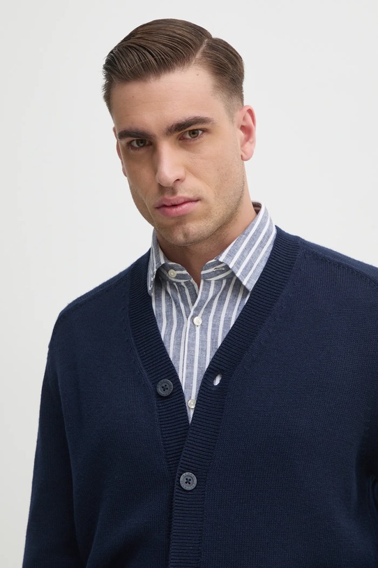 Armani Exchange kardigan z domieszką wełny granatowy 6DZE1G.ZM1LZ