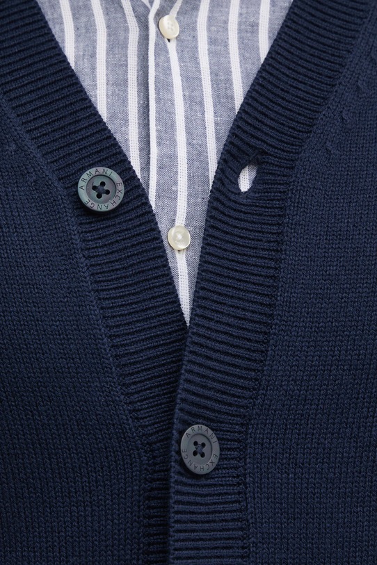 Armani Exchange kardigan z domieszką wełny 6DZE1G.ZM1LZ granatowy