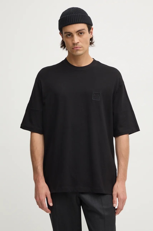 Pamučna majica Armani Exchange natpis crna 6DZMHR.ZJNQZ