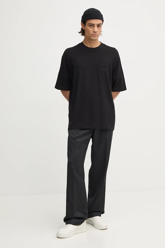 Armani Exchange tricou din bumbac 6DZMHR.ZJNQZ negru AW24