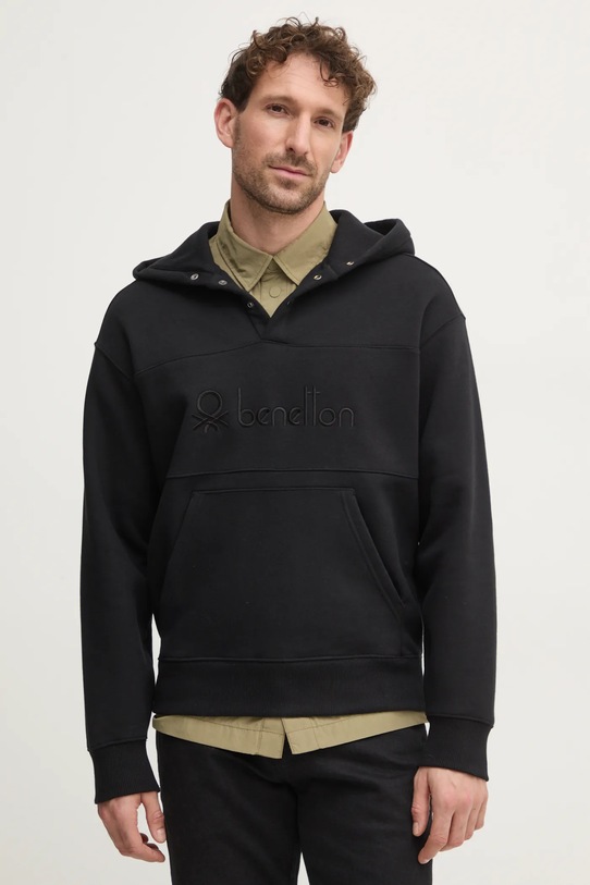 United Colors of Benetton bluza imprimeu negru 3VVUU201P