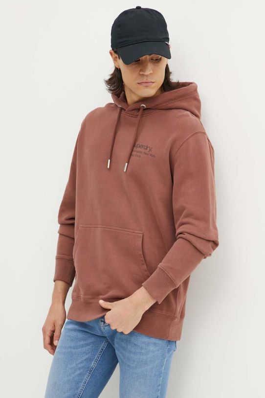 Pamučna dukserica Superdry smeđa M2013723A.4PZ