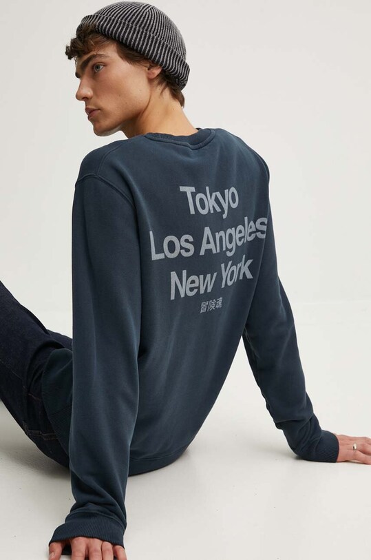 Βαμβακερή μπλούζα Superdry χωρίς κουκούλα μπλε M2013738A.BQF