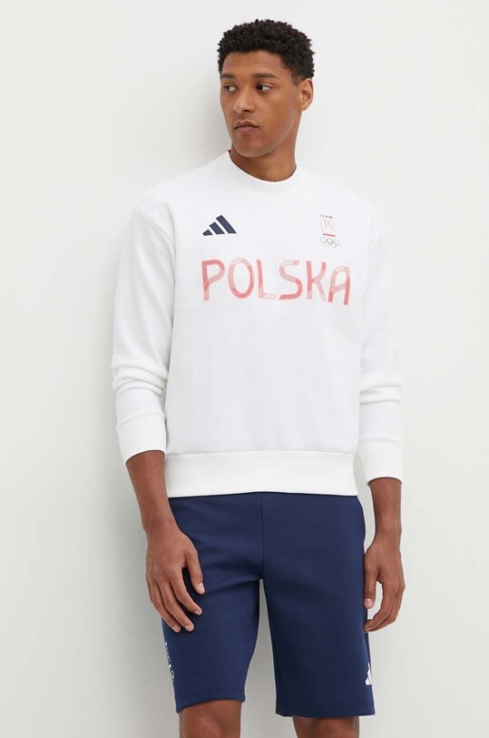 adidas Performance bluză trening Polska alb JF6688
