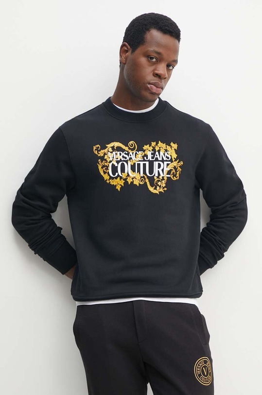 Bavlněná mikina Versace Jeans Couture bez kapuce černá 77GAIE05.CF02E