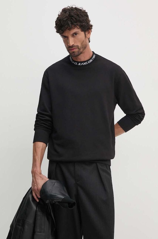 Bavlněná mikina Versace Jeans Couture bez kapuce černá 77GAI3R2.F0002