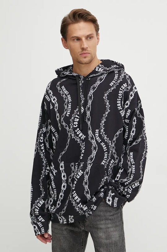 Versace Jeans Couture bluza bawełniana z kapturem czarny 77GAI3L0.FS160