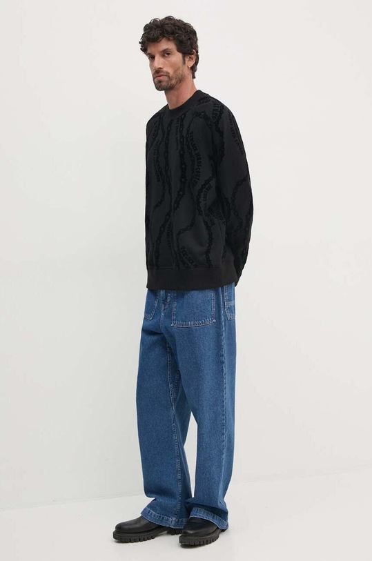 Bombažen pulover Versace Jeans Couture 77GAI3X0.FS176 črna AW24