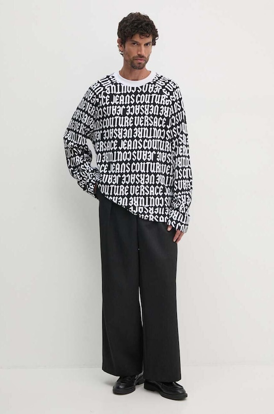 Bavlněná mikina Versace Jeans Couture 77GAI316.FS157 černá AW24