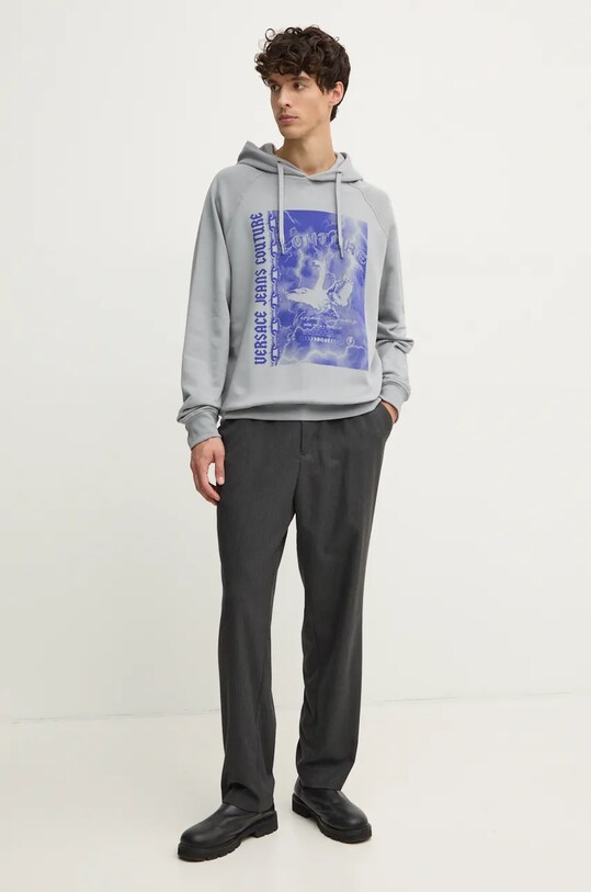 Versace Jeans Couture hanorac de bumbac 77GAIT07.CF00T gri AW24