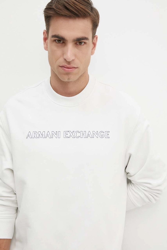 Armani Exchange hanorac de bumbac alb 6DZMBA.ZJADZ