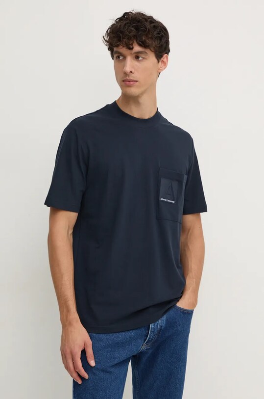 Armani Exchange t-shirt pamut sötétkék 6DZMJC.ZJXHZ