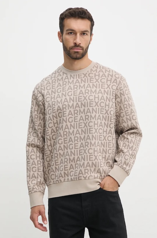 Mikina Armani Exchange bez kapuce béžová 6DZMJK.ZJZGZ