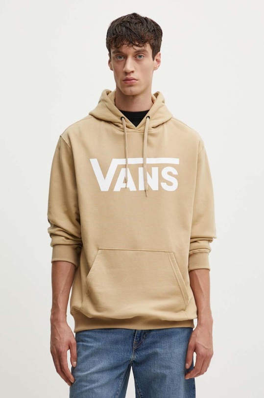 Bavlněná mikina Vans s kapucí béžová VN000HNX4MG1