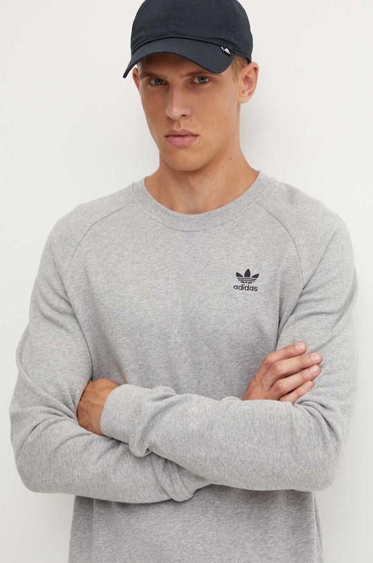 Pamučna dukserica adidas Originals siva IX7677