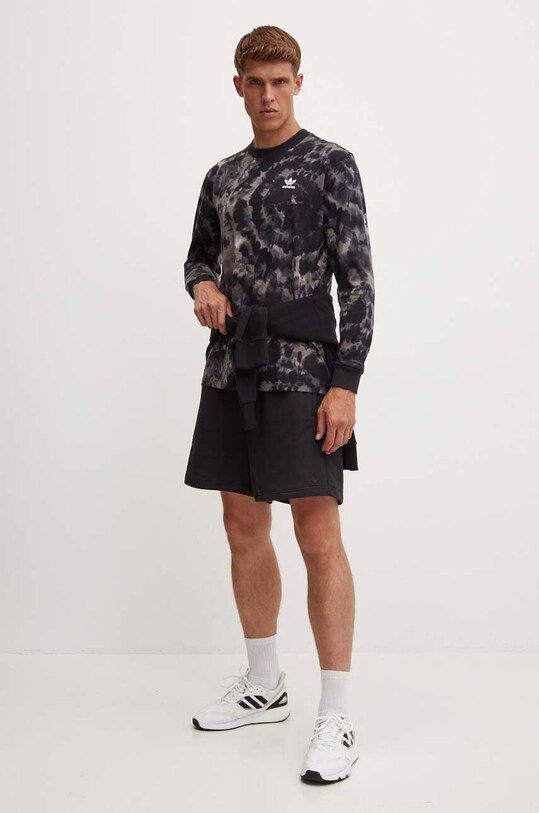 Хлопковый лонгслив adidas Originals IZ2509 чёрный AW24