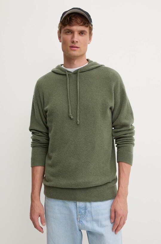 Шерстяной свитер American Vintage тонкий зелёный MRAX18BH24
