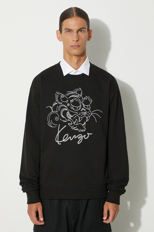 Kenzo bluza bawełniana Gots Star Tiger Emb Classic bawełna czarny FE65SW2184MG.99J
